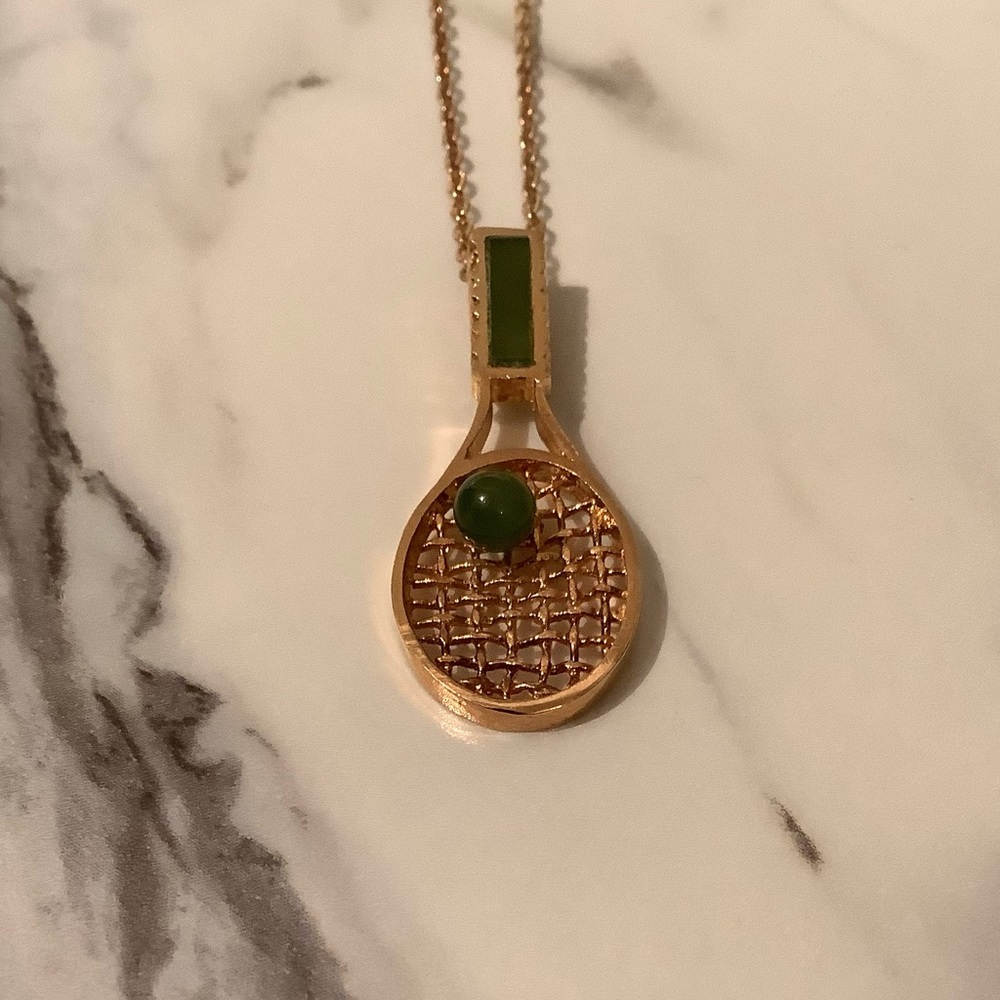 new vintage jade tennis badminton racket pendant